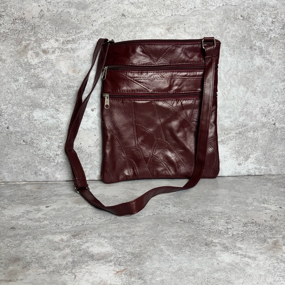 Men's Burgundy Leather Crossbody Bag